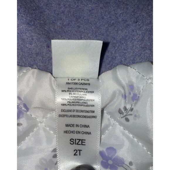 Little Me Little Girls Peacoat 2T 24 Month Lavender Wool Blend Jacket Swing Coat - Picture 6 of 8